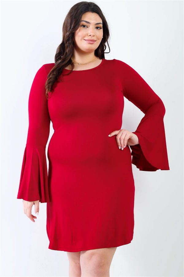 Plus Bell Long Sleeve Mini Dress on Sale