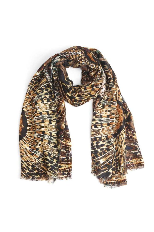 Fashion Feather Print Skinny Scarf Online Sale - Image 5