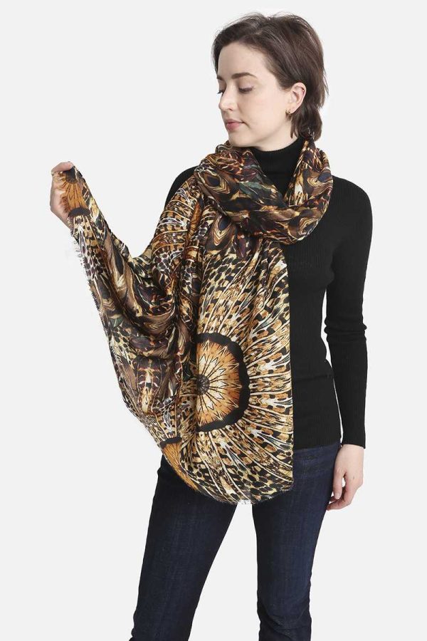 Fashion Feather Print Skinny Scarf Online Sale - Image 2