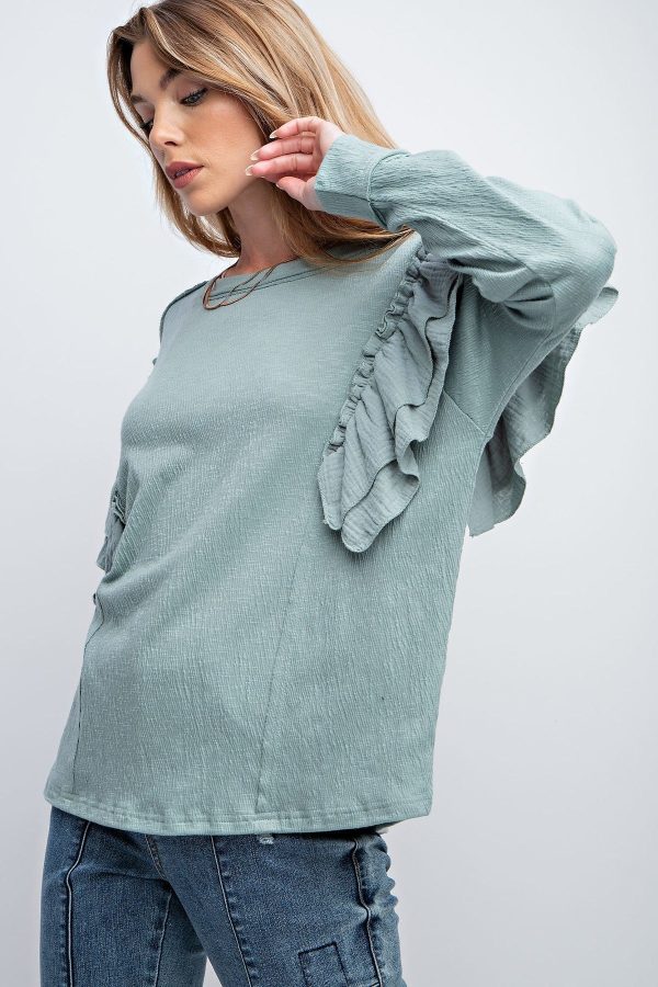 Double Ruffle Sleeves Top For Discount - Image 3